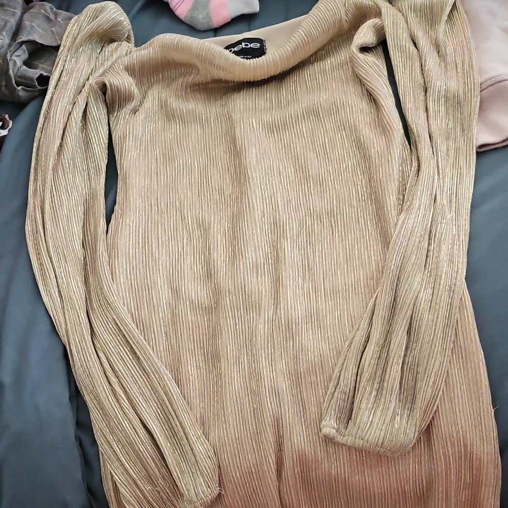 Bebe Gold Long Sleeve Top